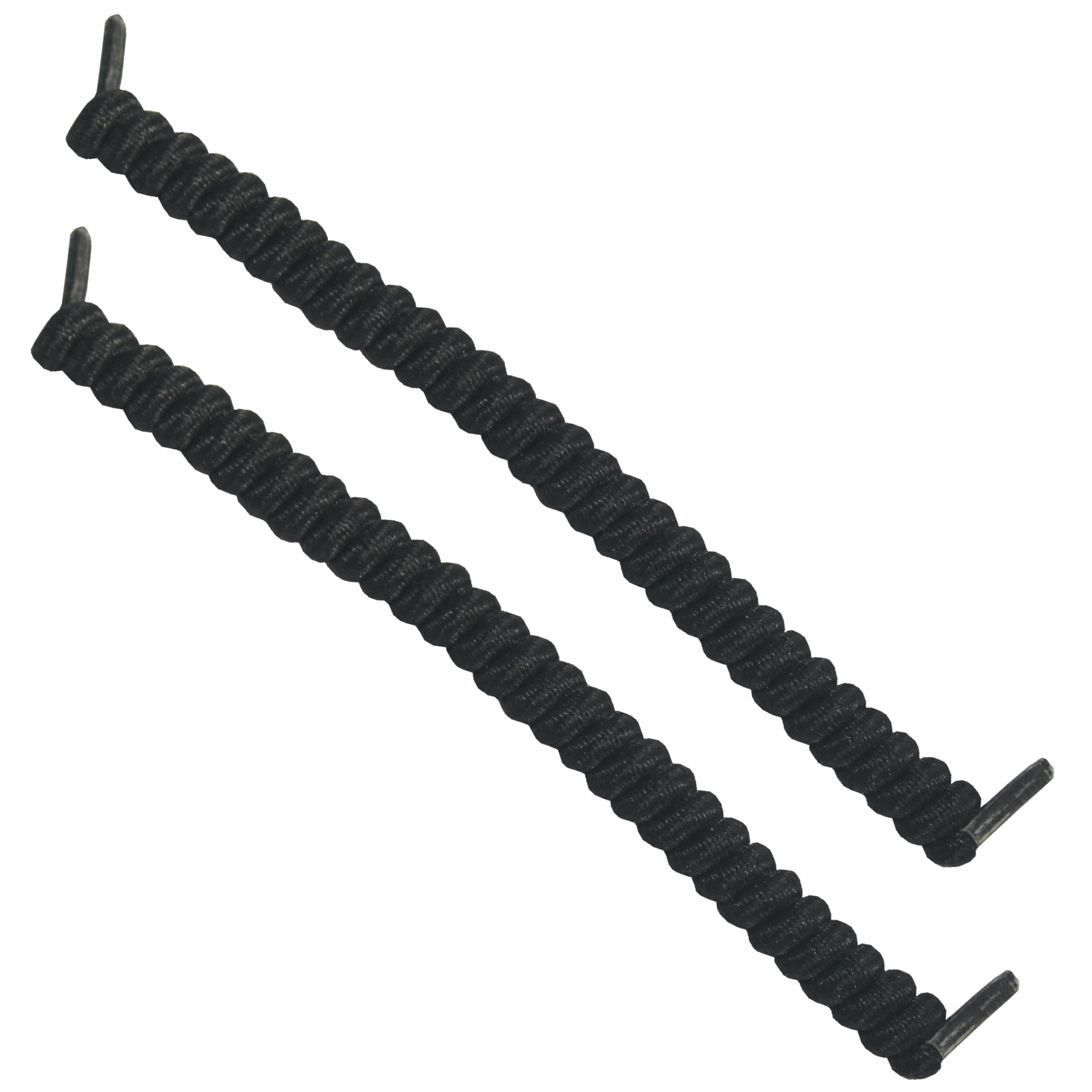 Curly No-Tie Shoelaces – Black, Elastic Coil Design, 6" to 45" Stretch, Ideal for Seniors, Athletes, All Ages – One Pair