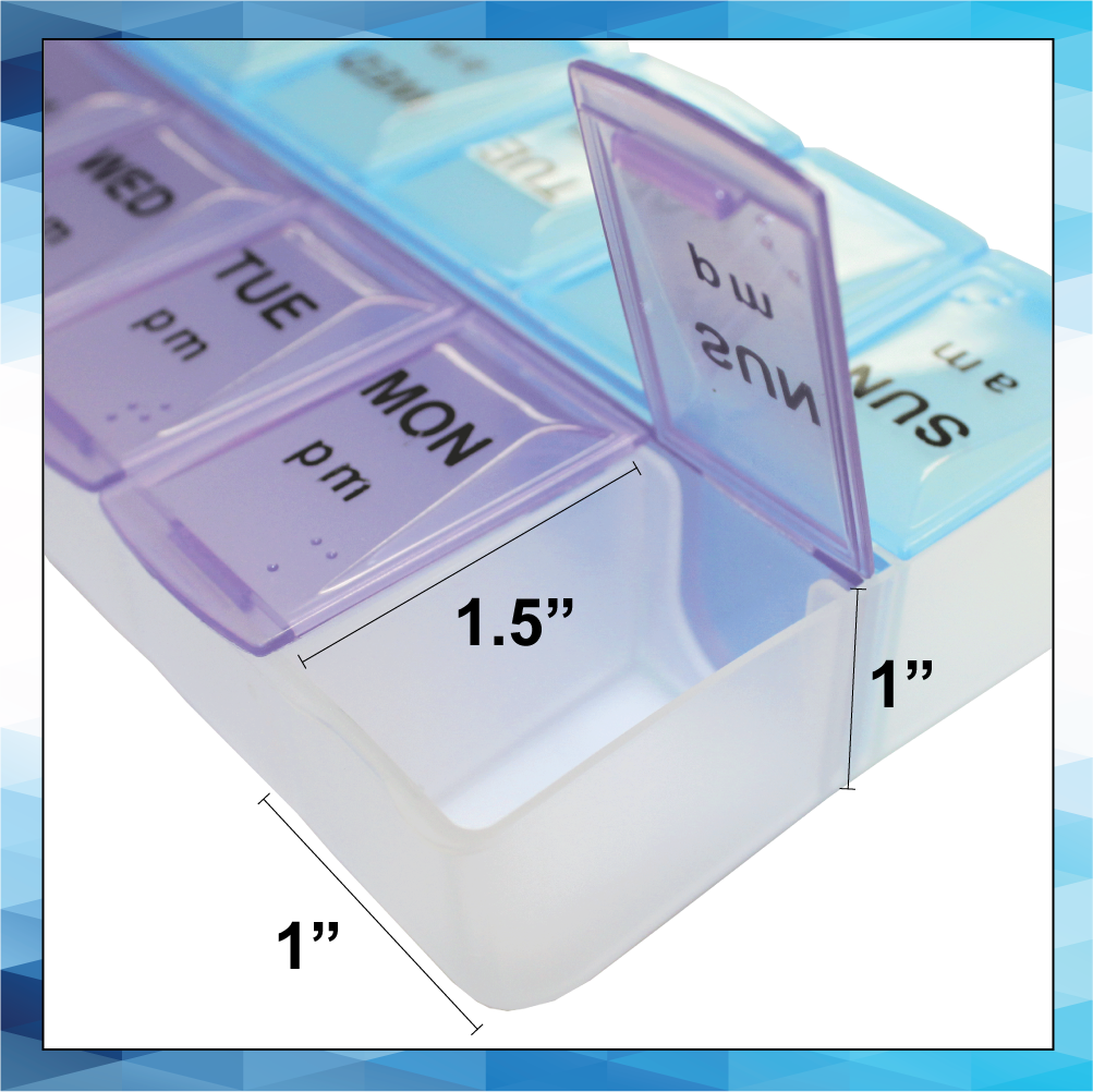 Weekly Pill Organizer – 7-Day AM/PM Planner with Easy-Open Large Compartments, Braille Markings, and User-Friendly Design for Medications & Vitamins - Image 5