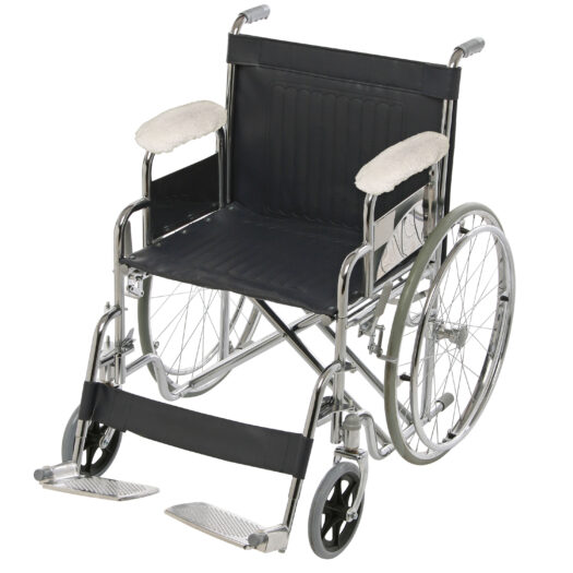 Armrest pad covers on wheelchair