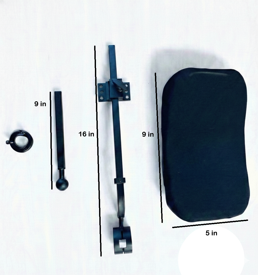 Wheelchair Headrest - Small 9"x5" Padded Support - Fits Rigid Solid Backs - Fully Adjustable - Image 4