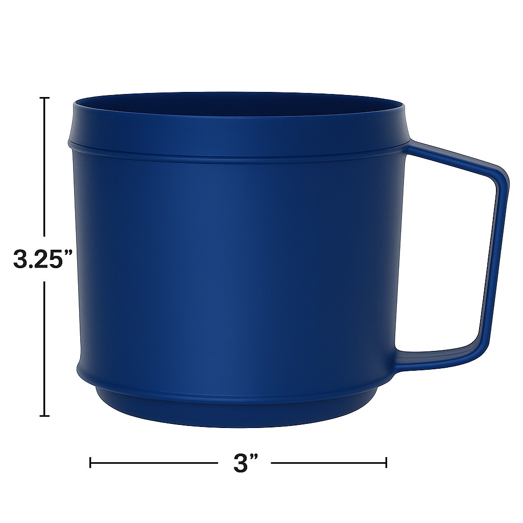 Insulated 8 oz Blue Mug – Easy-Grip Handle for Elderly, Disabled, or Weak Grip – Durable Polypropylene Cup for Hot & Cold Drinks – Dishwasher Safe - Image 3
