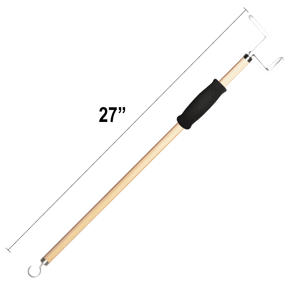 27-Inch Dressing Stick – Lightweight Wooden Dressing Aid with Adjustable Foam Handle, C-Hook & Push/Pull Hook – Ideal for Limited Mobility, Elderly, Disabled, or Post-Surgery - Image 3