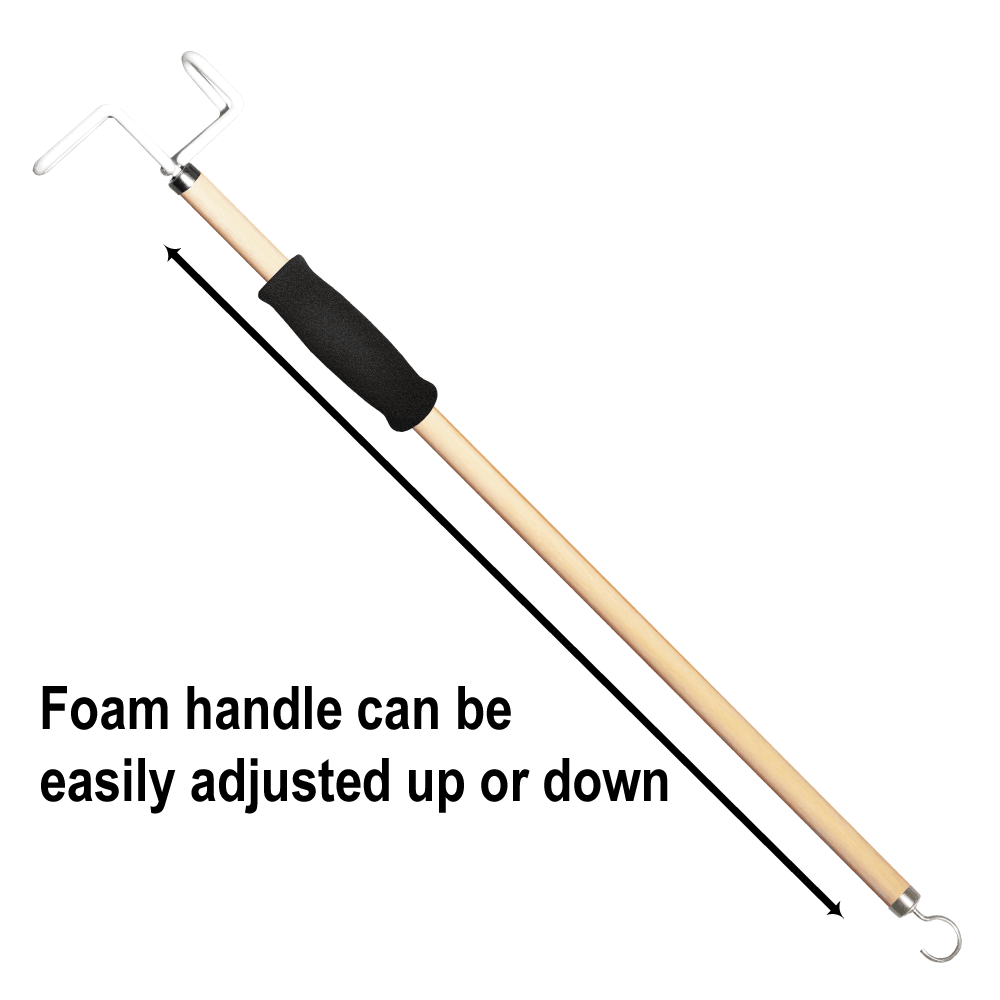27-Inch Dressing Stick – Lightweight Wooden Dressing Aid with Adjustable Foam Handle, C-Hook & Push/Pull Hook – Ideal for Limited Mobility, Elderly, Disabled, or Post-Surgery - Image 4